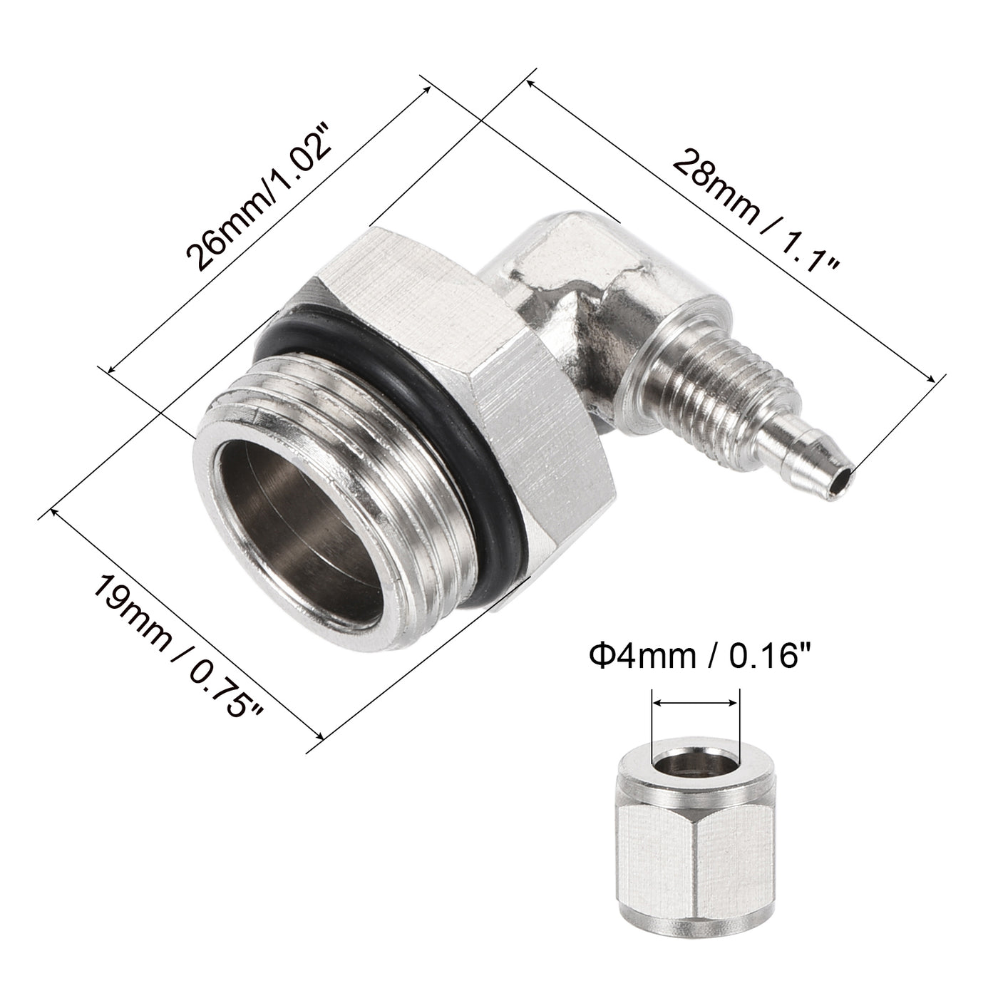 Harfington Elbow Tube Fitting Tube OD Nickel-plated Copper Adapter Fitting