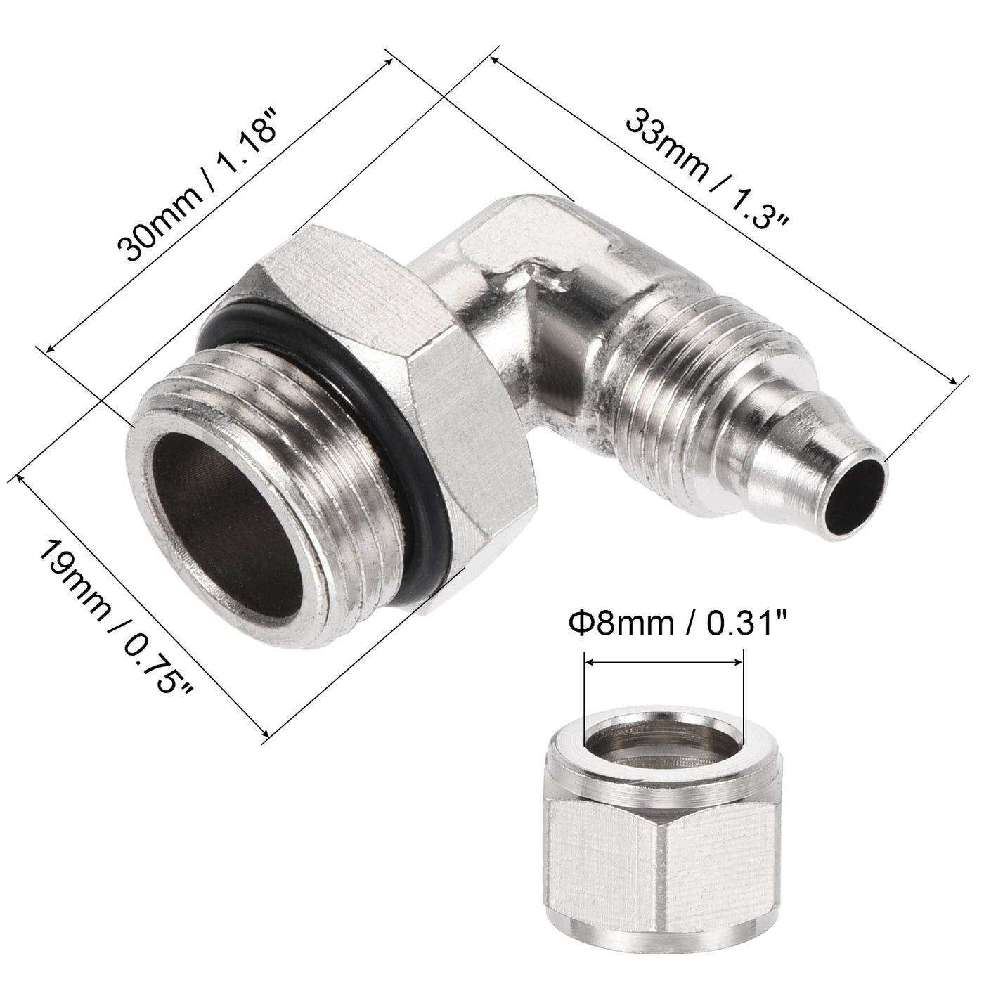 Harfington Elbow Tube Fitting Tube OD Nickel-plated Copper Adapter Fittings
