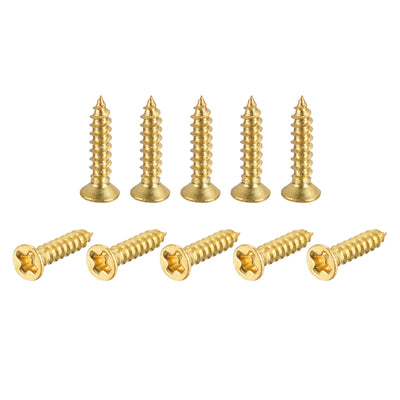 Harfington Brass Wood Screws, Phillips Flat Head Self-Tapping Connector for Door, Cabinet, Wooden Furniture