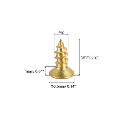 Harfington Brass Wood Screws, Phillips Flat Head Self-Tapping Connector for Door, Cabinet, Wooden Furniture