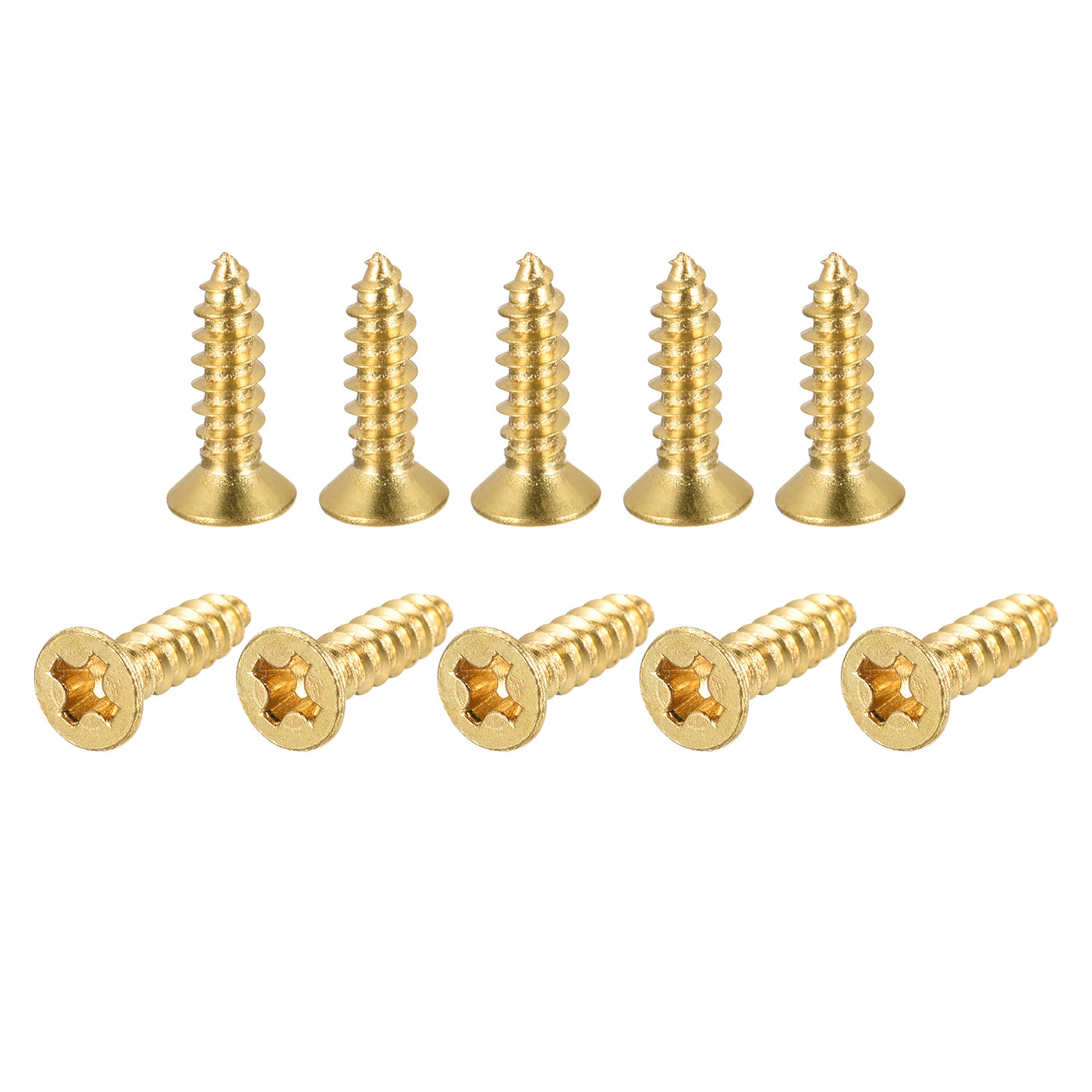 Harfington Brass Wood Screws, Phillips Flat Head Self-Tapping Connector for Door, Cabinet, Wooden Furniture