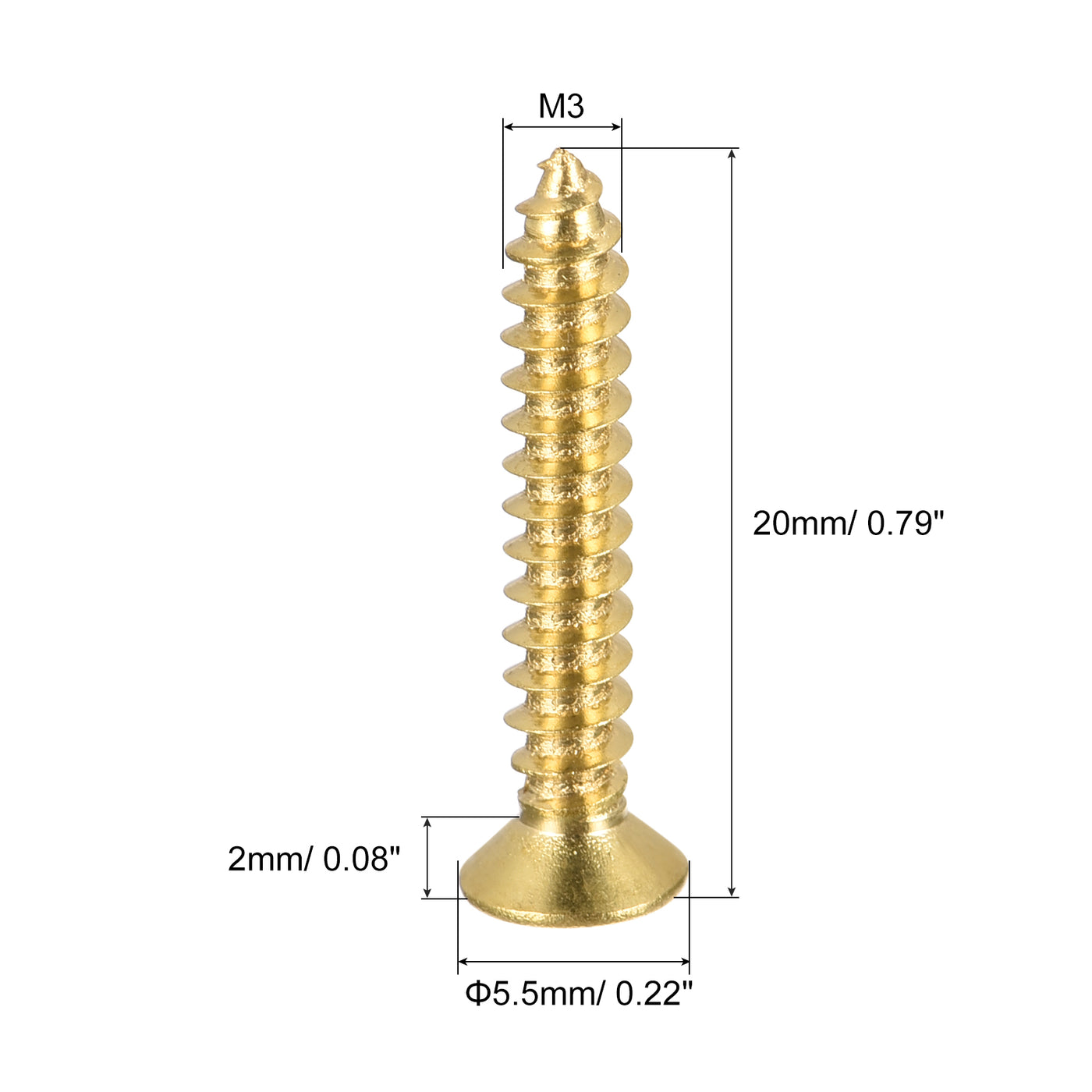 Harfington Brass Wood Screws, Phillips Flat Head Self-Tapping Connector for Door, Cabinet, Wooden Furniture