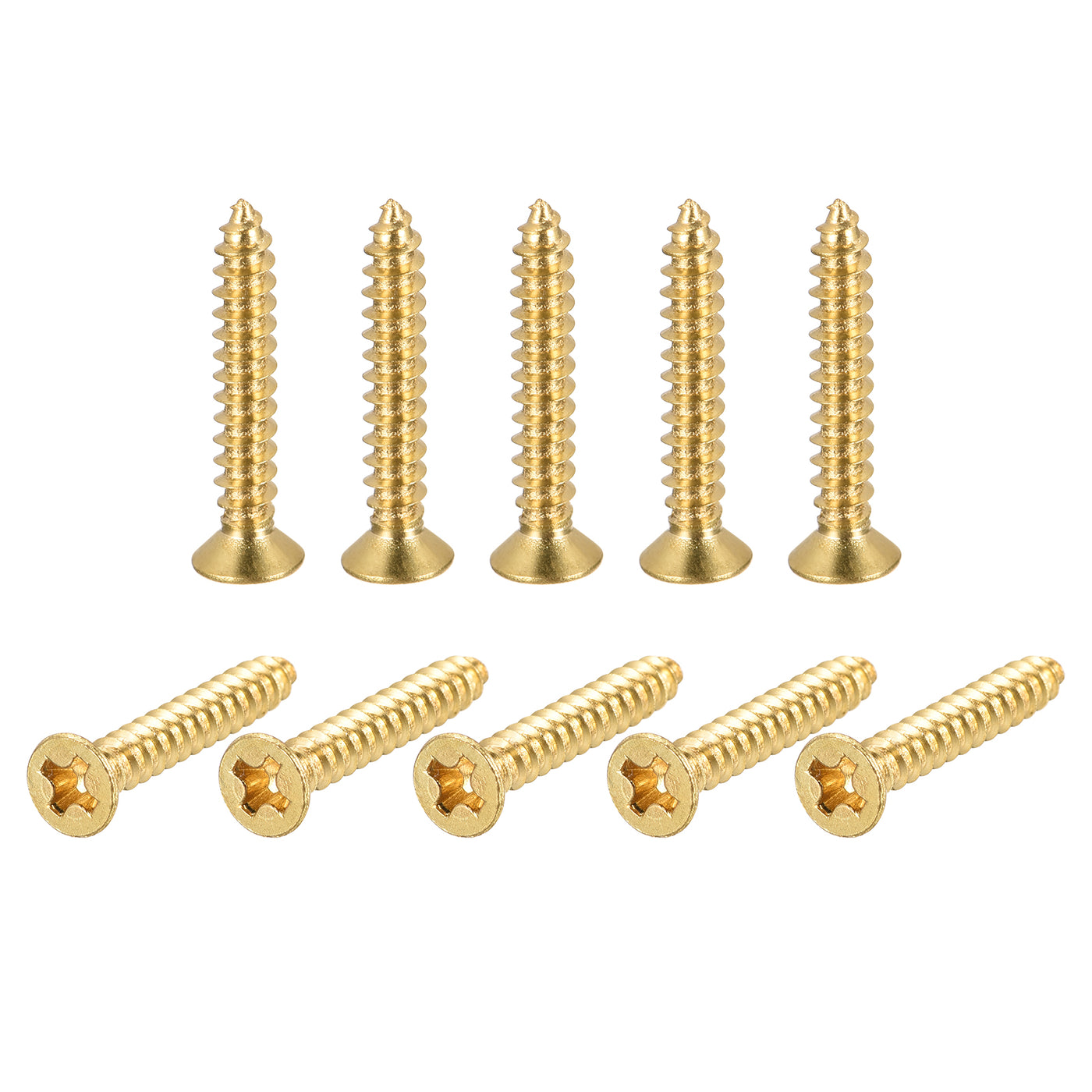 Harfington Brass Wood Screws, Phillips Flat Head Self-Tapping Connector for Door, Cabinet, Wooden Furniture