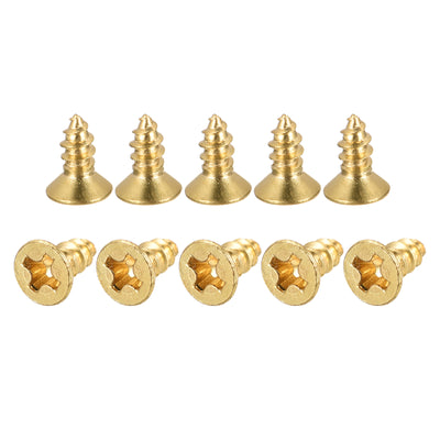 Harfington Brass Wood Screws, Phillips Flat Head Self-Tapping Connector for Door, Cabinet, Wooden Furniture