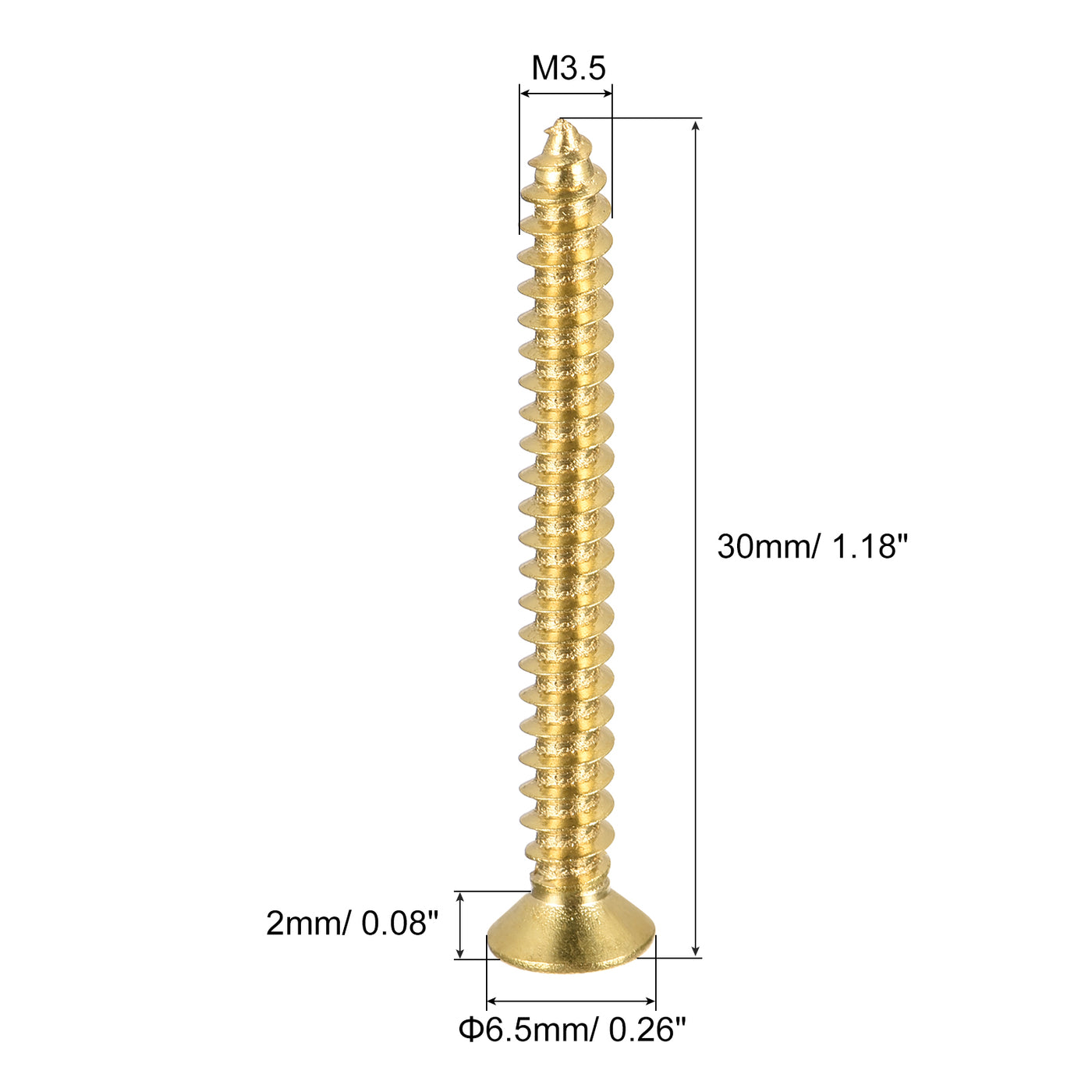 Harfington Brass Wood Screws, Phillips Flat Head Self-Tapping Connector for Door, Cabinet, Wooden Furniture