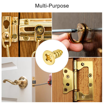 Harfington Brass Wood Screws, Phillips Flat Head Self-Tapping Connector for Door, Cabinet, Wooden Furniture