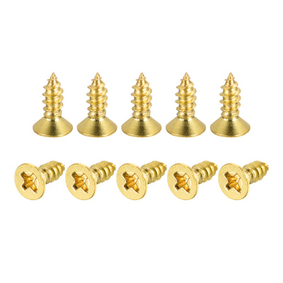 Harfington Brass Wood Screws, Phillips Flat Head Self-Tapping Connector for Door, Cabinet, Wooden Furniture