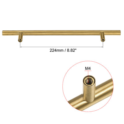 Harfington Uxcell T Bar Pull Handle, 14"(350mm) Length 10mm Dia Stainless Steel Cabinet Pulls 8.8"(224mm) Hole Center Distance Gold Tone 2pcs