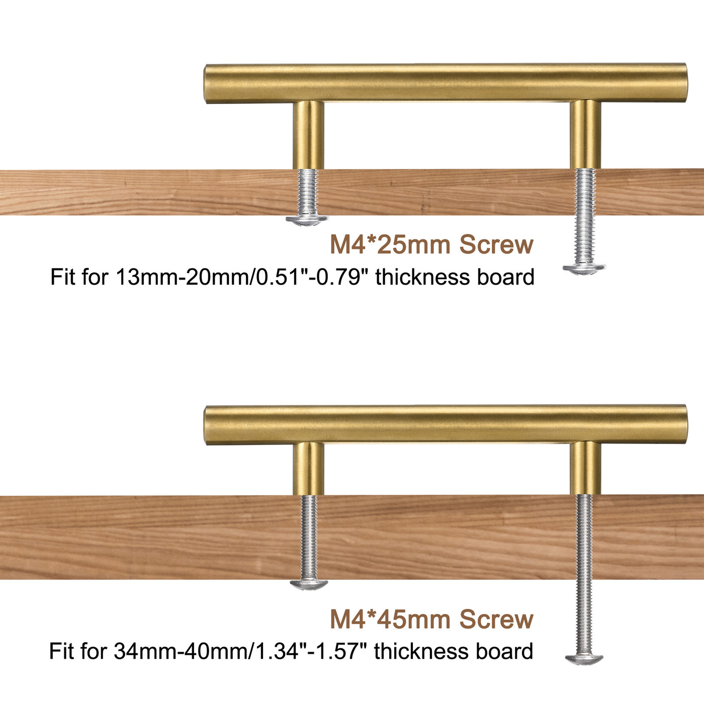 uxcell Uxcell T Bar Pull Handle, 16"(400mm) Length 10mm Dia Stainless Steel Cabinet Pulls 10"(256mm) Hole Center Distance Gold Tone