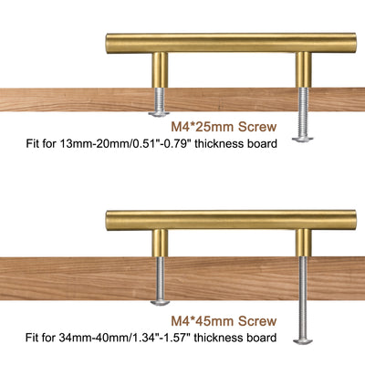Harfington Uxcell T Bar Pull Handle, 16"(400mm) Length 10mm Dia Stainless Steel Cabinet Pulls 10"(256mm) Hole Center Distance Gold Tone