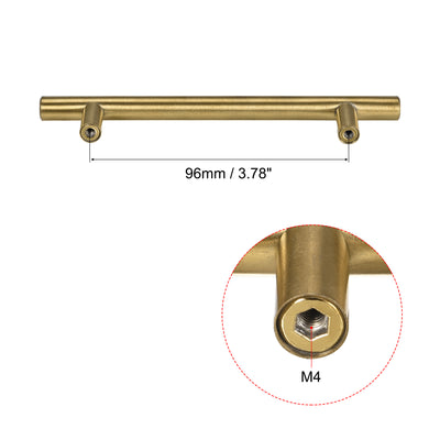 Harfington Uxcell T Bar Pull Handle, 8"(200mm) Length 12mm Dia Stainless Steel Cabinet Pulls 5"(128mm) Hole Center Distance Gold Tone 5pcs