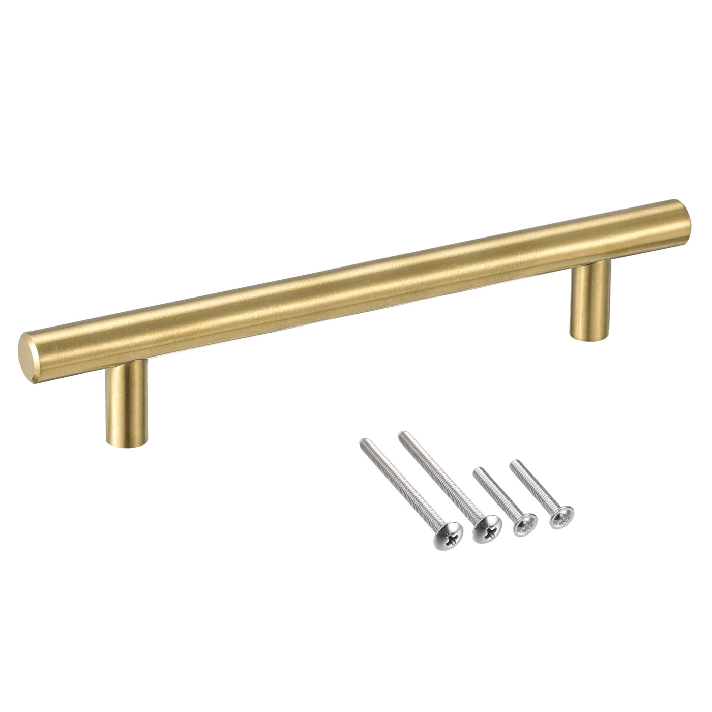 uxcell Uxcell T Bar Pull Handle, 8"(200mm) Length 12mm Dia Stainless Steel Cabinet Pulls 5"(128mm) Hole Center Distance Gold Tone 5pcs