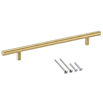 Harfington Uxcell T Bar Pull Handle, 14"(350mm) Length 12mm Dia Stainless Steel Cabinet Pulls 8.8"(224mm) Hole Center Distance Gold Tone