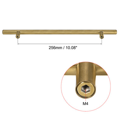 Harfington Uxcell T Bar Pull Handle, 16"(400mm) Length 12mm Dia Stainless Steel Cabinet Pulls 10"(256mm) Hole Center Distance Gold Tone