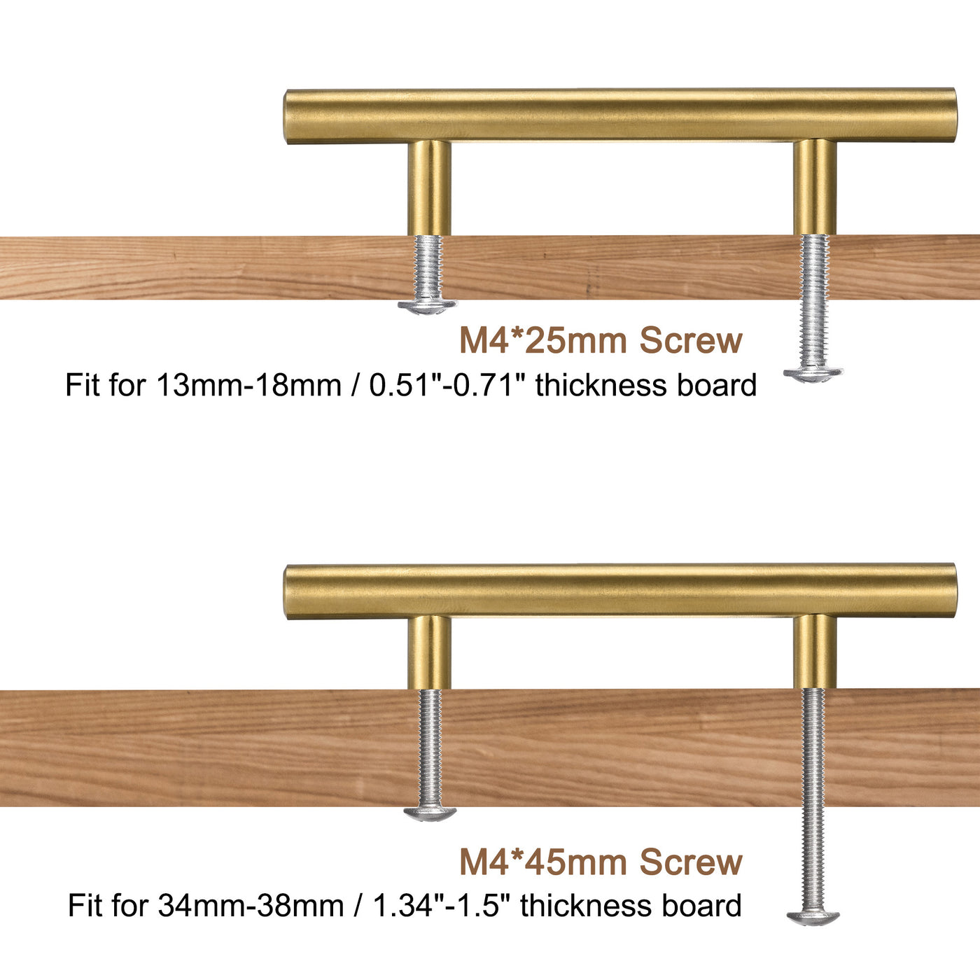 uxcell Uxcell T Bar Pull Handle, 16"(400mm) Length 12mm Dia Stainless Steel Cabinet Pulls 10"(256mm) Hole Center Distance Gold Tone