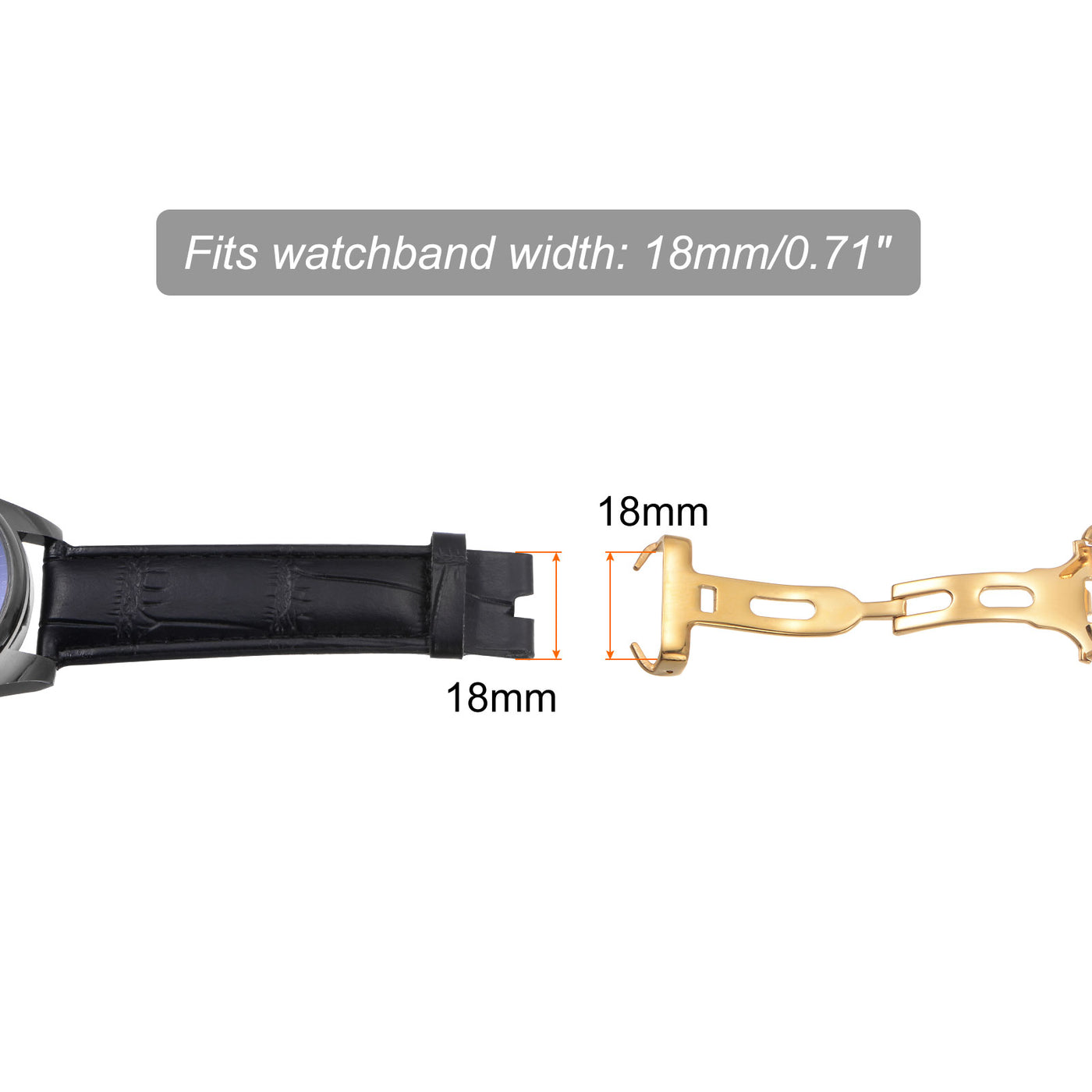 Harfington Fold Watch Clasp Push Button for Watch Strap with Pin