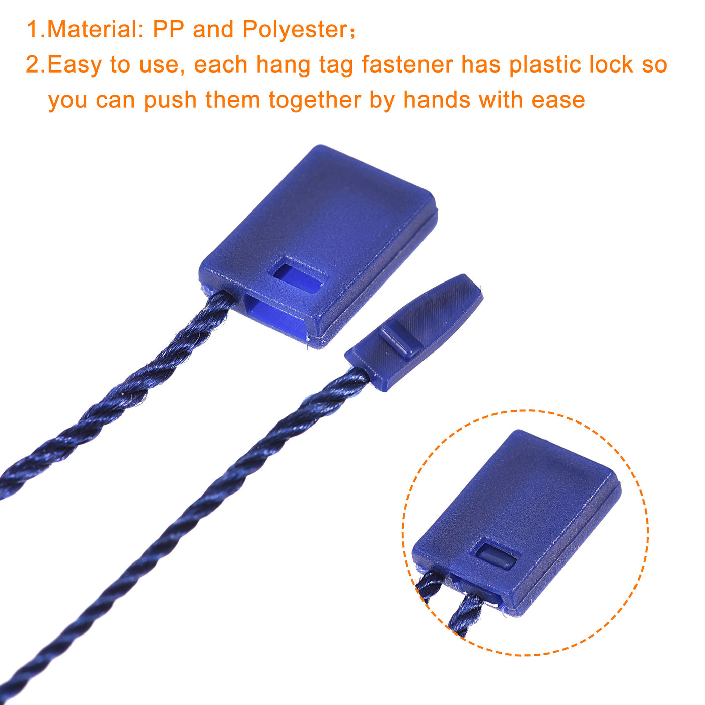 Harfington Hang Tag String Snap Lock Price Tag Fastener Ties Blue 7 Inch 1000pcs