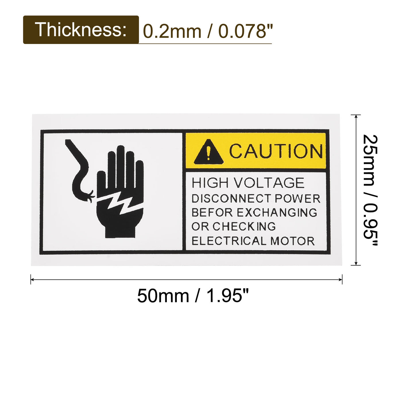 Harfington Rectangle Electrical Shock Risk Warning Sign Yellow with Black Words