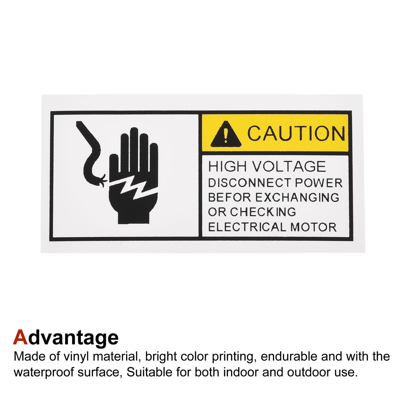 Harfington Rectangle Electrical Shock Risk Warning Sign Yellow with Black Words
