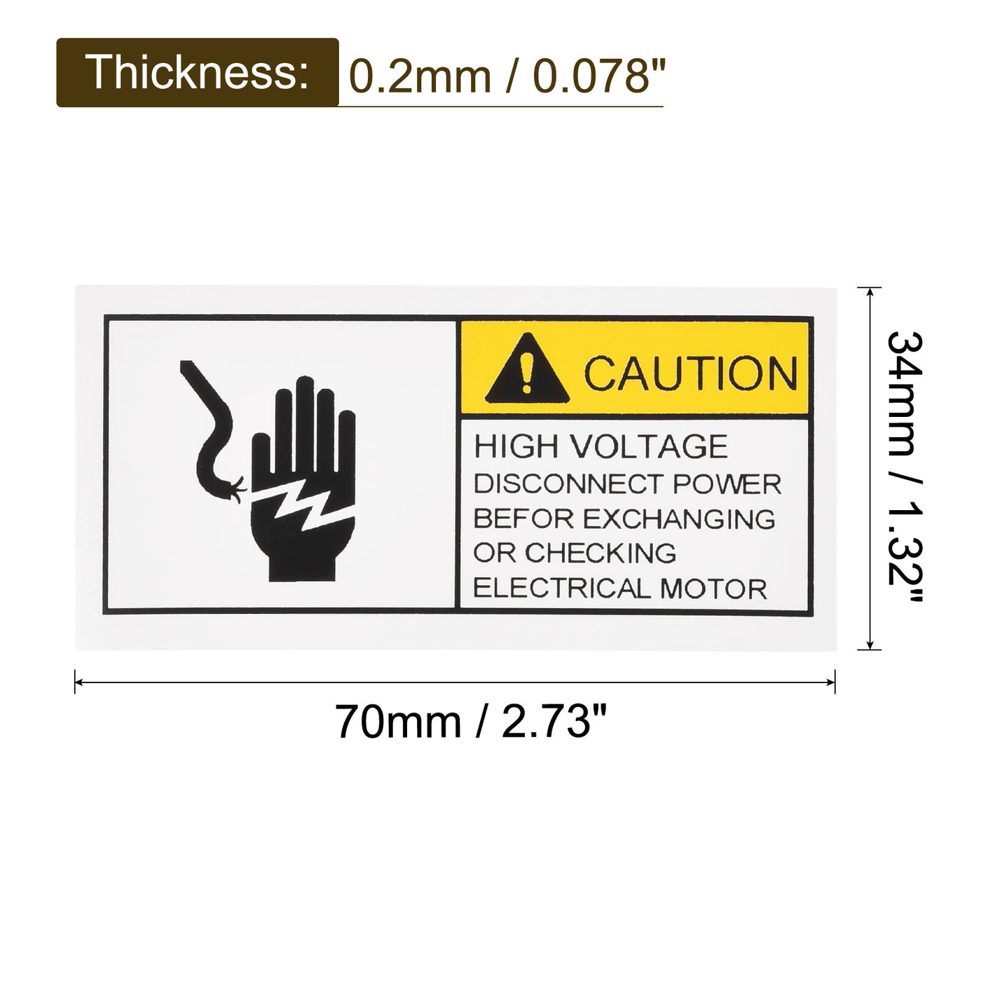 Harfington Rectangle Electrical Shock Risk Warning Sign Yellow with Black Words