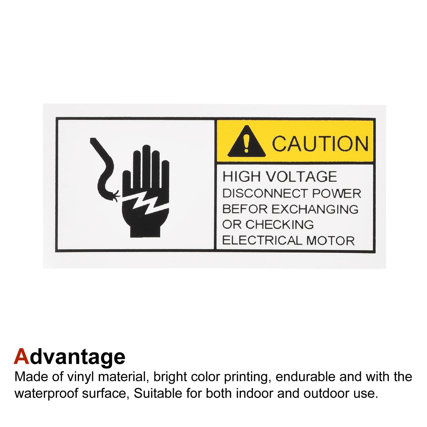 Harfington Rectangle Electrical Shock Risk Warning Sign Yellow with Black Words