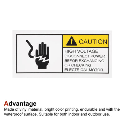 Harfington Rectangle Electrical Shock Risk Warning Sign Yellow with Black Words