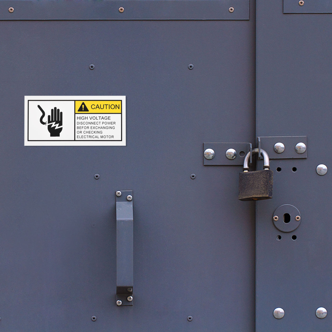 Harfington Rectangle Electrical Shock Risk Warning Sign Yellow with Black Words