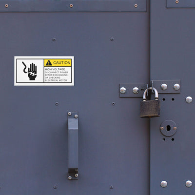 Harfington Rectangle Electrical Shock Risk Warning Sign Yellow with Black Words