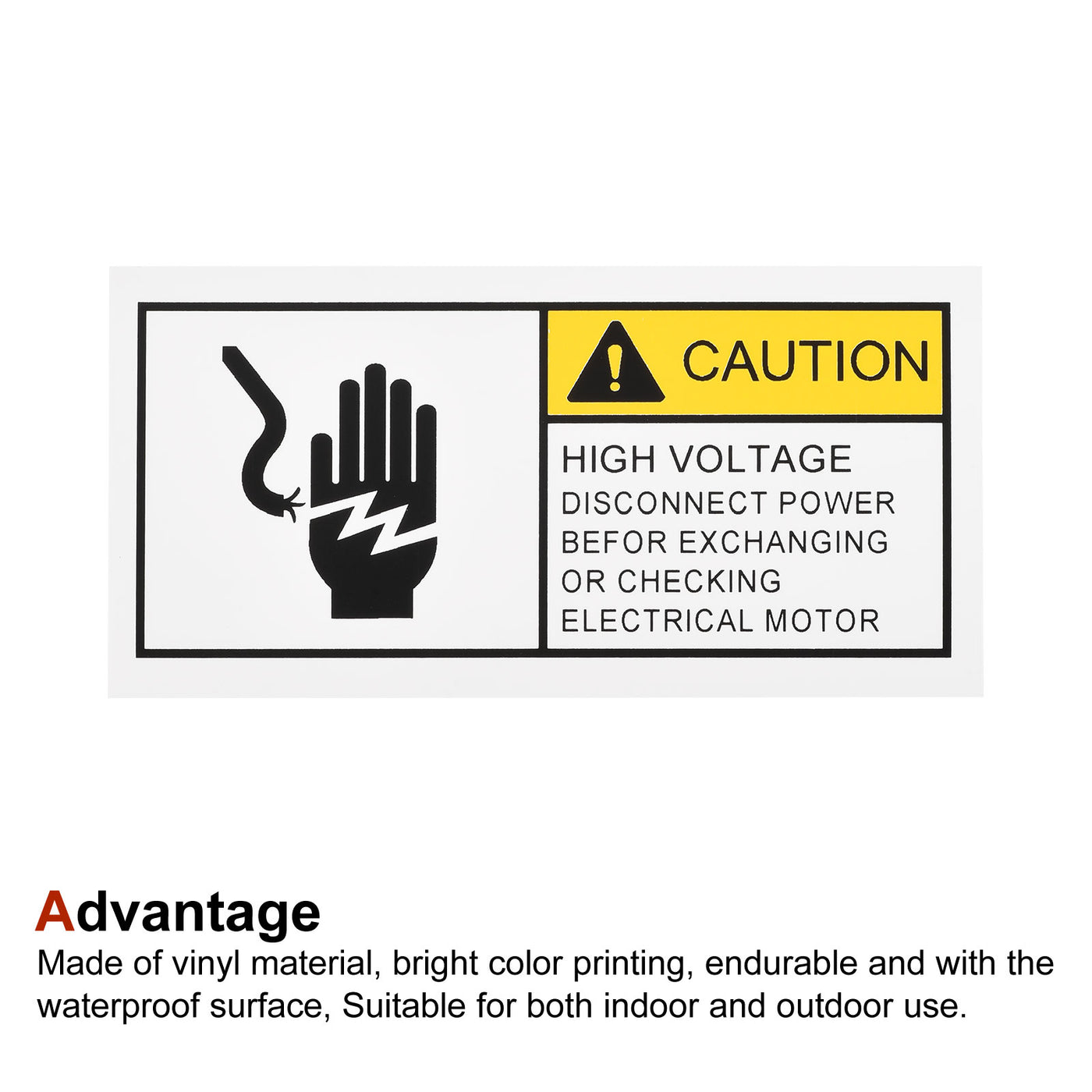 Harfington Rectangle Electrical Shock Risk Warning Sign Yellow with Black Words