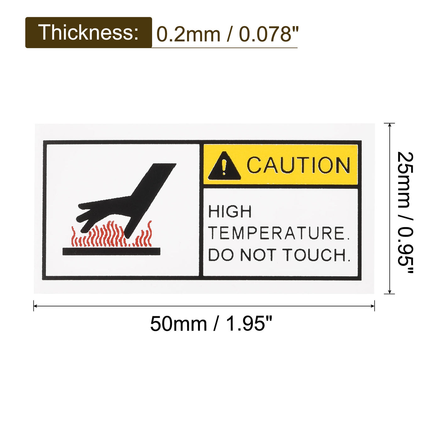 Harfington Rectangle High Surface Temperatures Warning Sign Yellow with Black Words