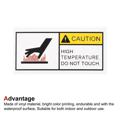 Harfington Rectangle High Surface Temperatures Warning Sign Yellow with Black Words