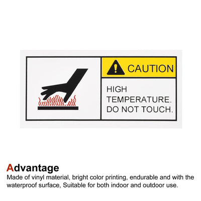 Harfington Rectangle High Surface Temperatures Warning Sign Yellow with Black Words
