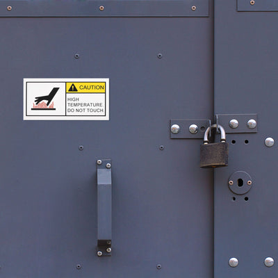 Harfington Rectangle High Surface Temperatures Warning Sign Yellow with Black Words