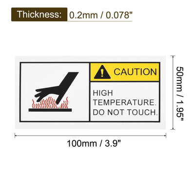 Harfington Rectangle High Surface Temperatures Warning Sign Yellow with Black Words