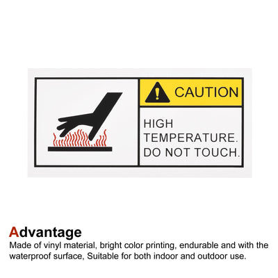 Harfington Rectangle High Surface Temperatures Warning Sign Yellow with Black Words
