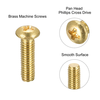 Harfington Brass Machine Screw, Phillips Pan Head Fastener Bolts for Furniture, Office Equipment, Electronics