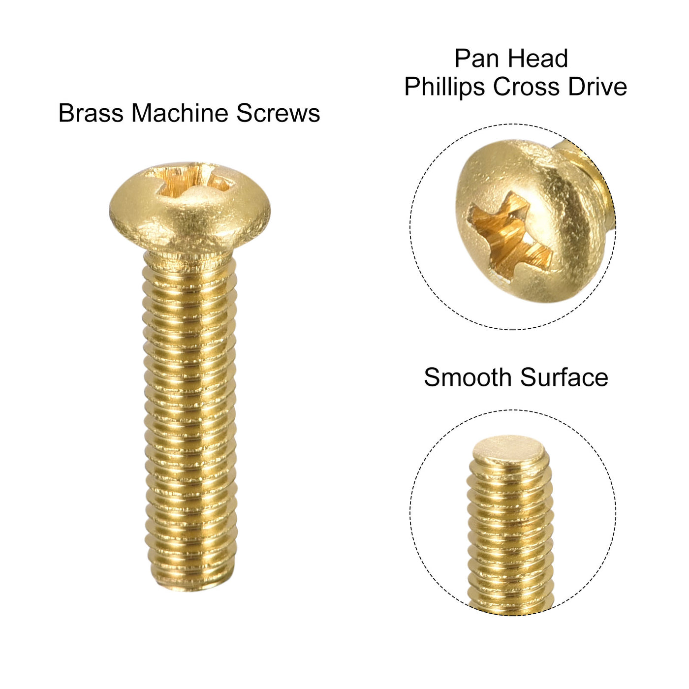Harfington Brass Machine Screw, Phillips Pan Head Fastener Bolts for Furniture, Office Equipment, Electronics