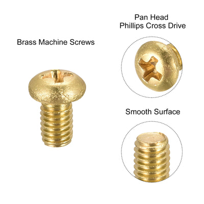 Harfington Brass Machine Screw, Phillips Pan Head Fastener Bolts for Furniture, Office Equipment, Electronics
