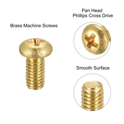 Harfington Brass Machine Screw, Phillips Pan Head Fastener Bolts for Furniture, Office Equipment, Electronics