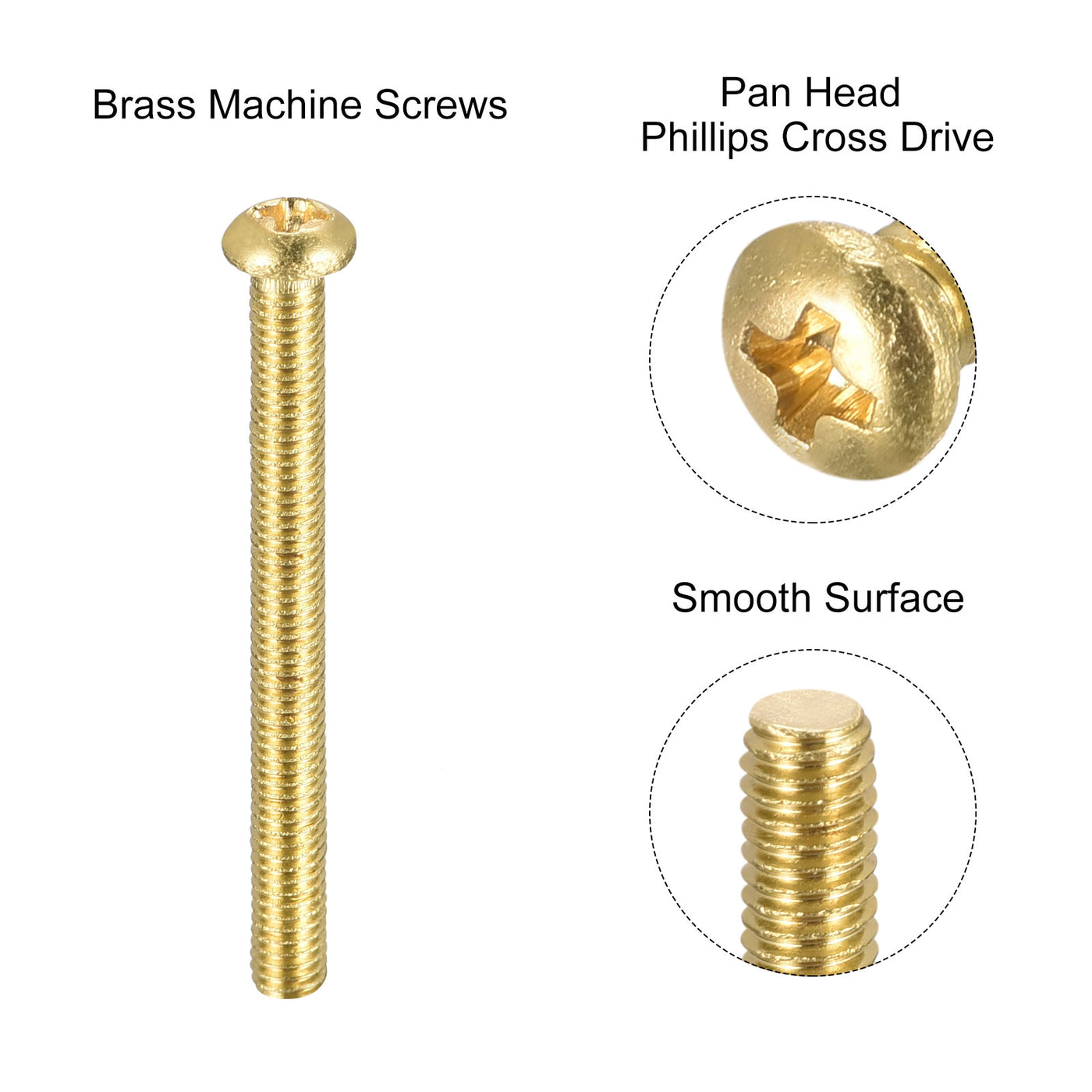 Harfington Brass Machine Screw, Phillips Pan Head Fastener Bolts for Furniture, Office Equipment, Electronics