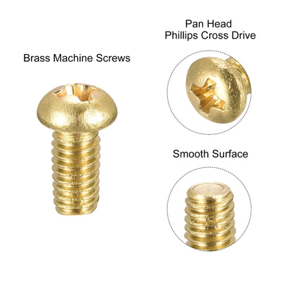 Harfington Brass Machine Screw, Phillips Pan Head Fastener Bolts for Furniture, Office Equipment, Electronics