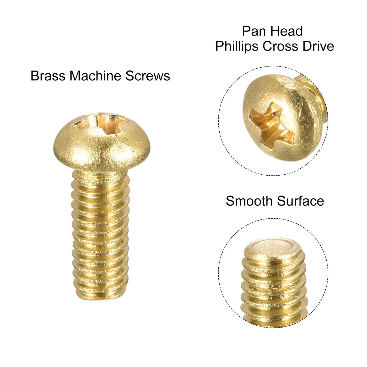 Harfington Brass Machine Screw, Phillips Pan Head Fastener Bolts for Furniture, Office Equipment, Electronics
