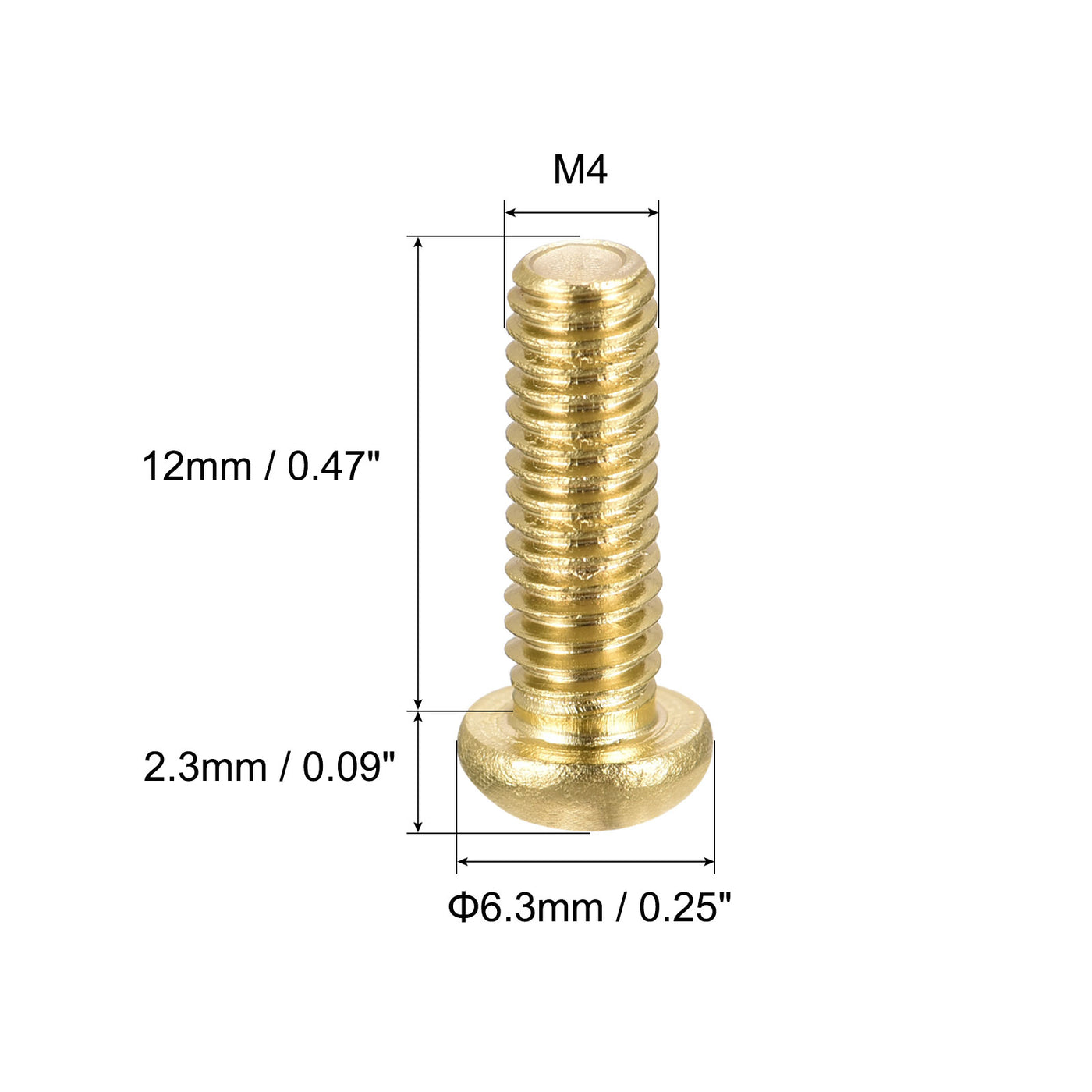 Harfington Brass Machine Screw, Phillips Pan Head Fastener Bolts for Furniture, Office Equipment, Electronics