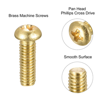 Harfington Brass Machine Screw, Phillips Pan Head Fastener Bolts for Furniture, Office Equipment, Electronics