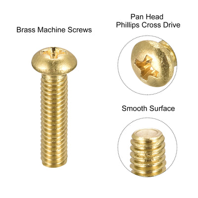 Harfington Brass Machine Screw, Phillips Pan Head Fastener Bolts for Furniture, Office Equipment, Electronics