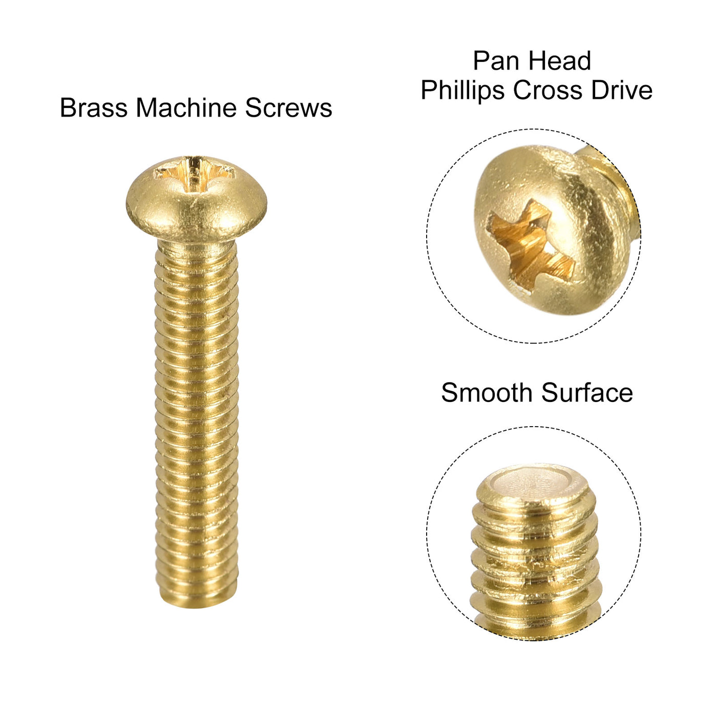 Harfington Brass Machine Screw, Phillips Pan Head Fastener Bolts for Furniture, Office Equipment, Electronics