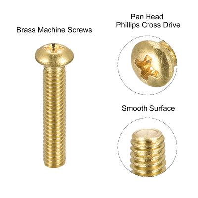 Harfington Brass Machine Screw, Phillips Pan Head Fastener Bolts for Furniture, Office Equipment, Electronics
