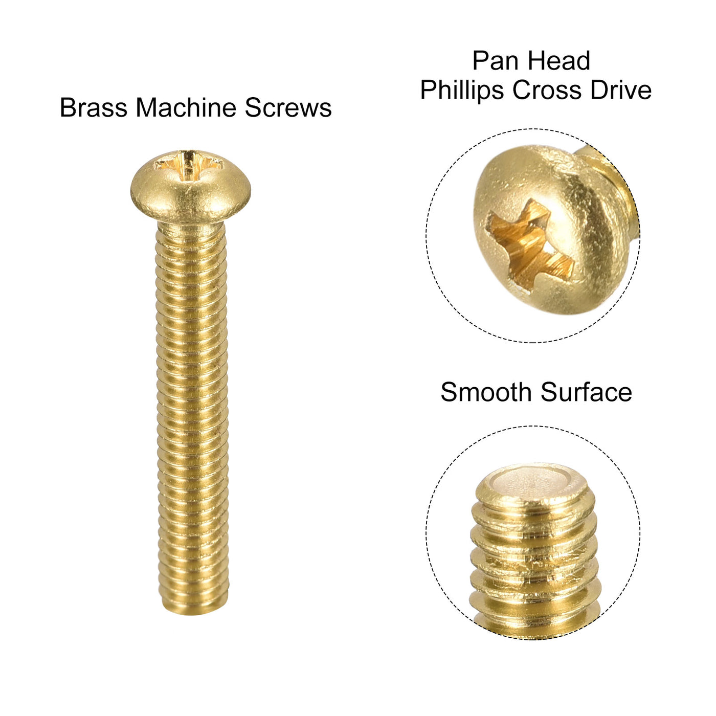 Harfington Brass Machine Screw, Phillips Pan Head Fastener Bolts for Furniture, Office Equipment, Electronics