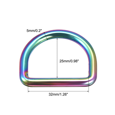 Harfington Uxcell Metal D Ring 1.26"(32mm) Zinc Alloy Buckle for Hardware Craft DIY Colorful 4pcs