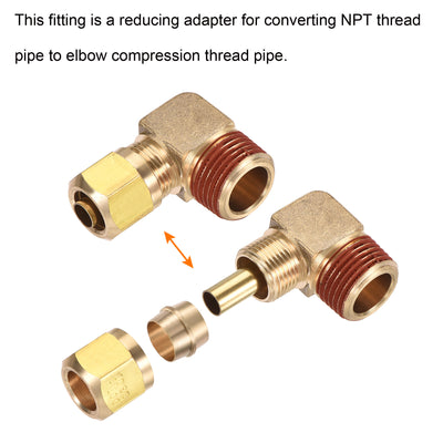 Harfington Brass Elbow Compression Tube Fitting Coupling Adapter
